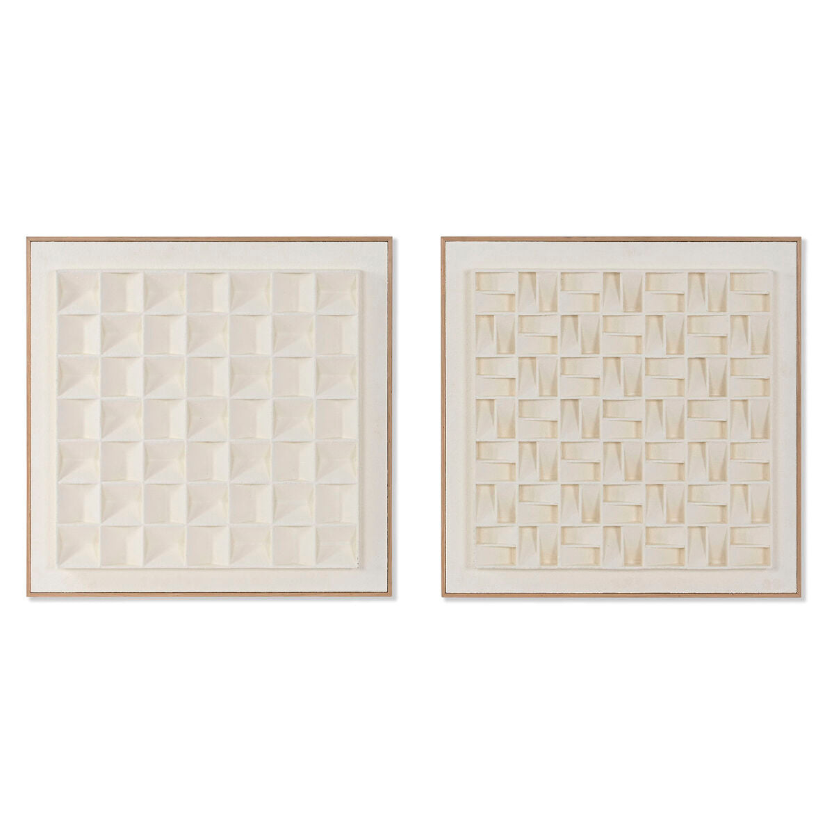 Painting Home ESPRIT Beige Geometric Modern 60 x 7 x 60 cm (2 Units) Home ESPRIT