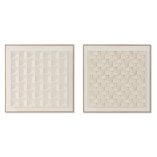 Painting Home ESPRIT Beige Geometric Modern 60 x 7 x 60 cm (2 Units) Home ESPRIT