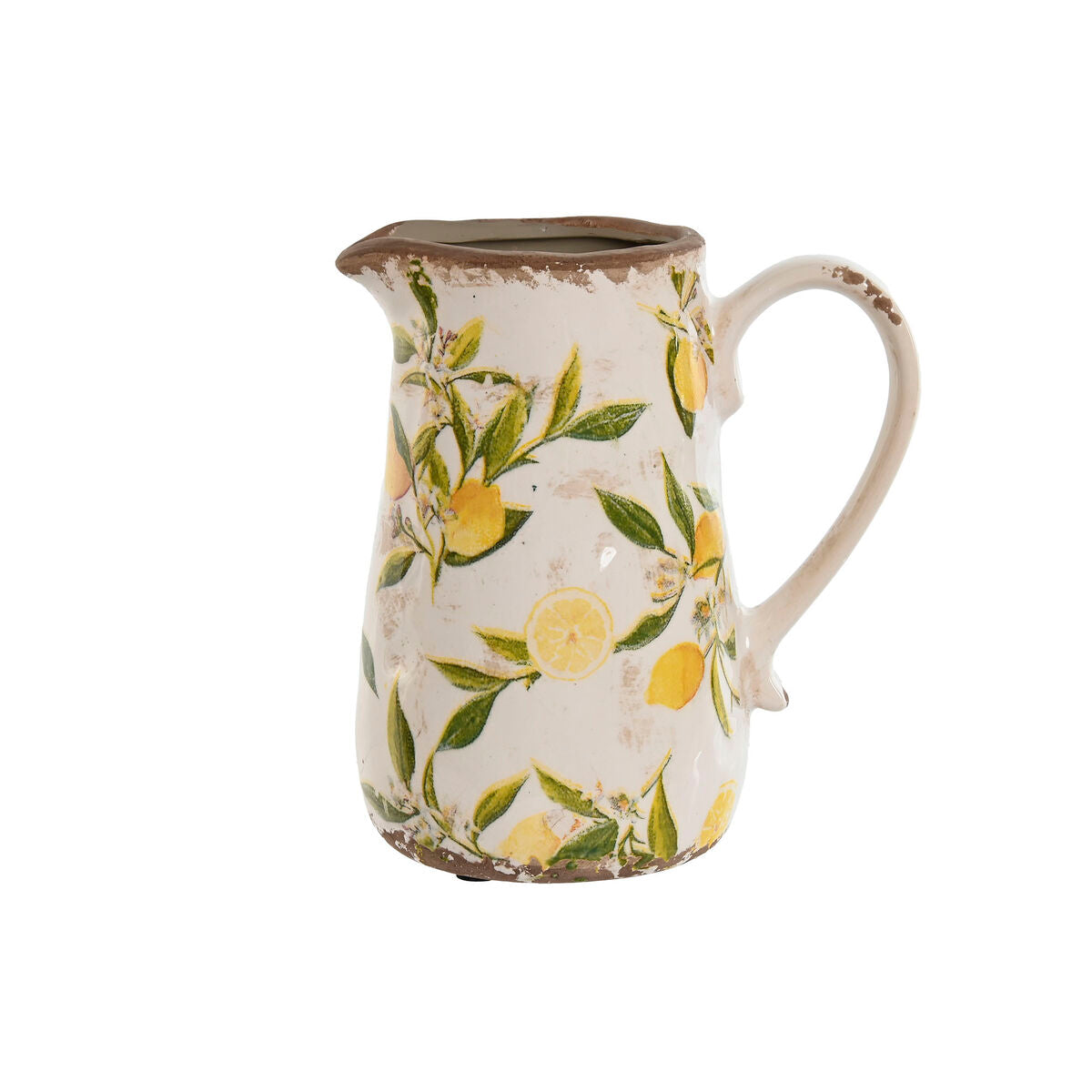 Jug Home ESPRIT White Brown Stoneware Lemon Shabby Chic Home ESPRIT