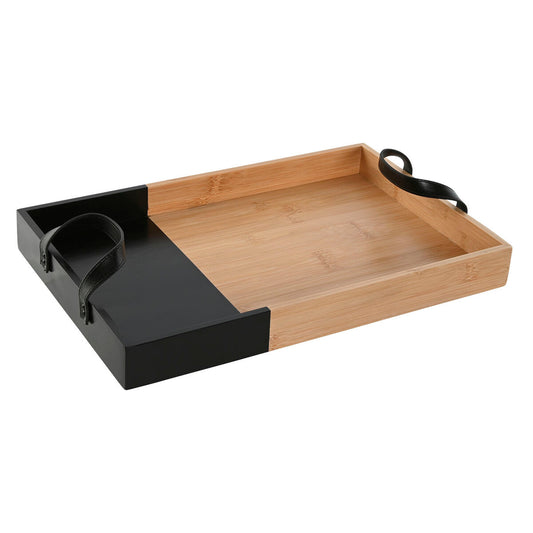 Snack tray Home ESPRIT Black Natural Modern 42 x 27 x 4,5 cm Home ESPRIT