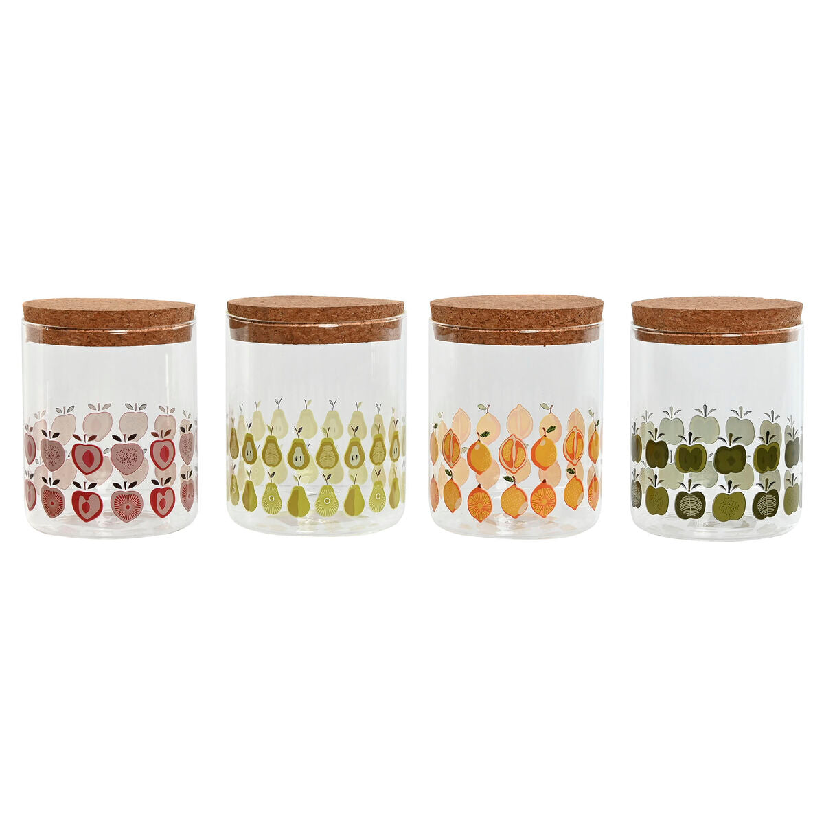 Tin Home ESPRIT Yellow Green Natural Cork Silicone Borosilicate Glass Shabby Chic 700 ml (4 Units) Home ESPRIT