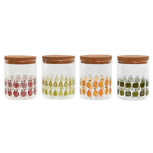 Tin Home ESPRIT Yellow Green Natural Cork Silicone Borosilicate Glass Shabby Chic 700 ml (4 Units) Home ESPRIT