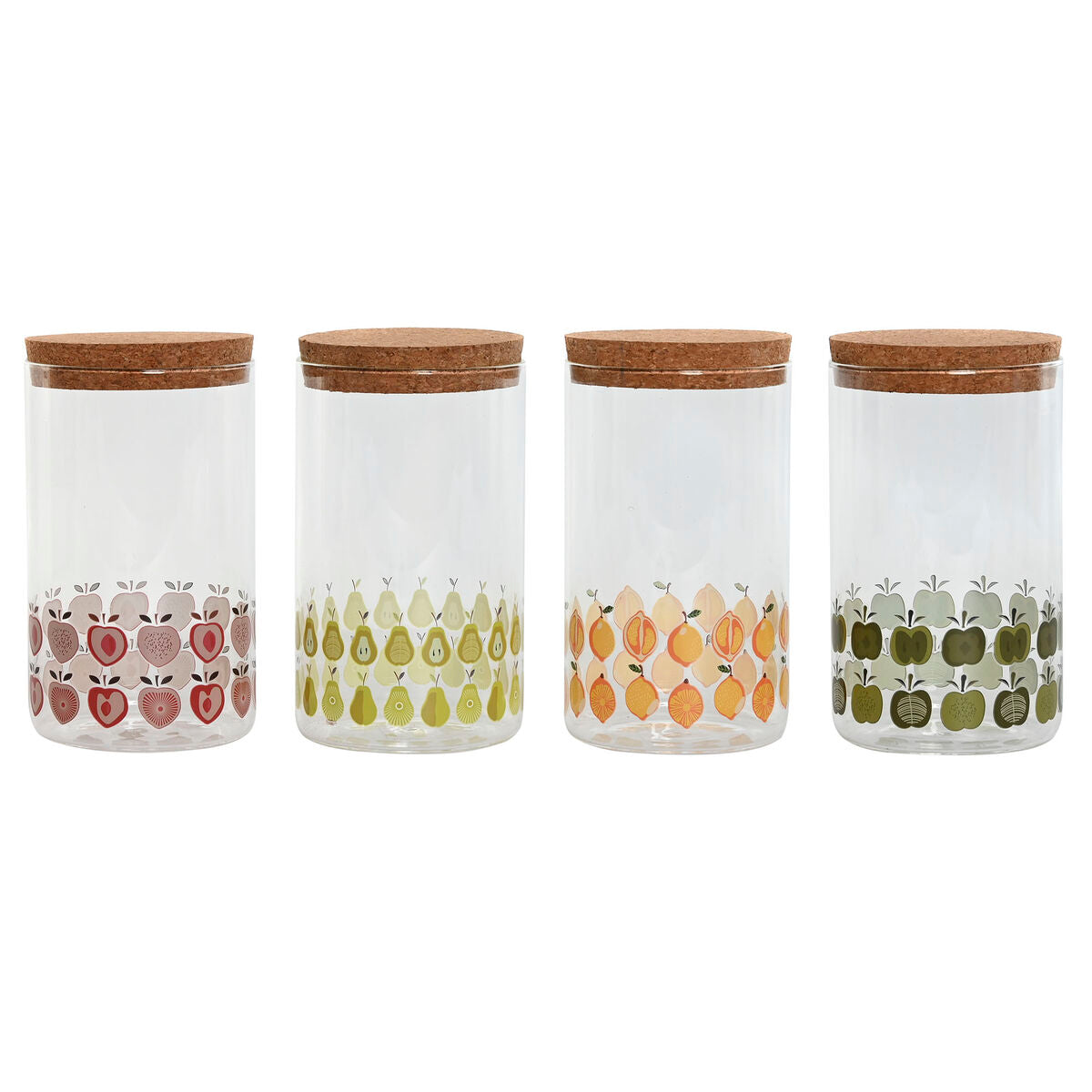 Tin Home ESPRIT Yellow Green Natural Cork Silicone Borosilicate Glass Shabby Chic 1 L (4 Units) Home ESPRIT