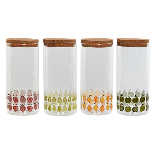 Tin Home ESPRIT Yellow Green Natural Cork Silicone Borosilicate Glass Shabby Chic 1,4 L (4 Units) Home ESPRIT