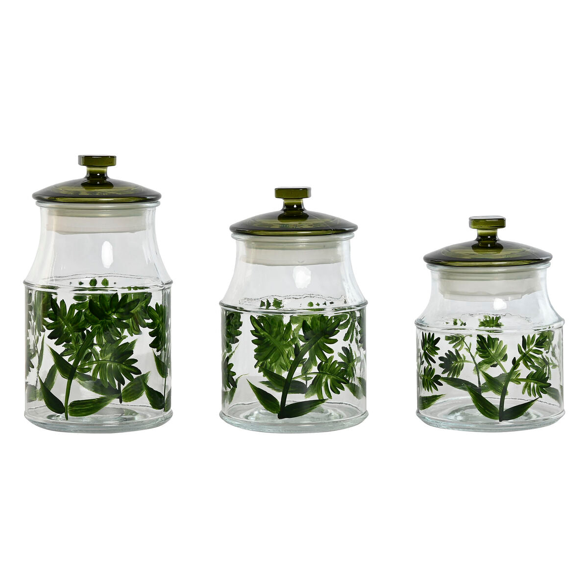 3 Tubs Home ESPRIT Green Crystal 1,2 L 3 Pieces Home ESPRIT