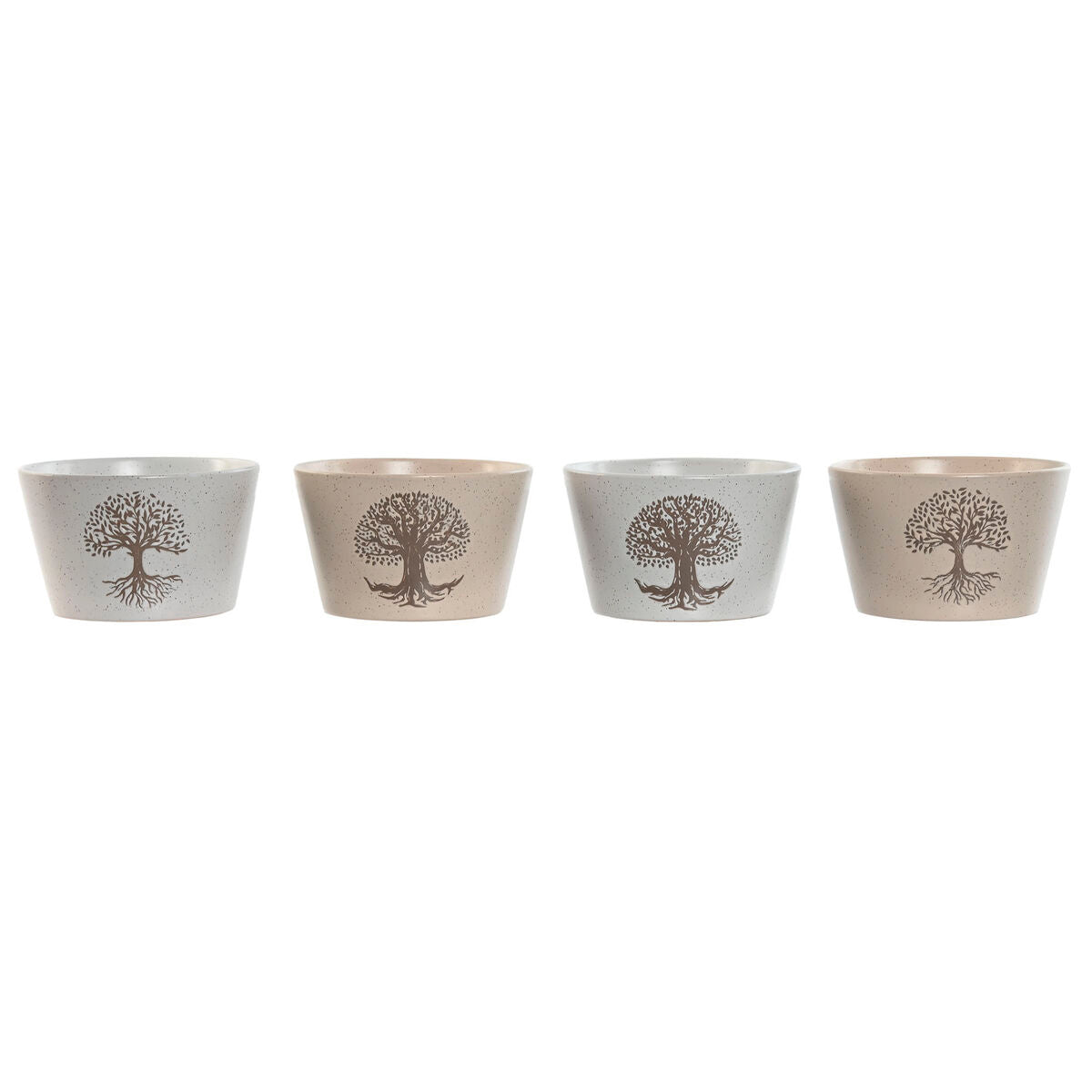 Bowl Home ESPRIT White Beige Stoneware 570 ml 13 x 13 x 8 cm (4 Units) Home ESPRIT