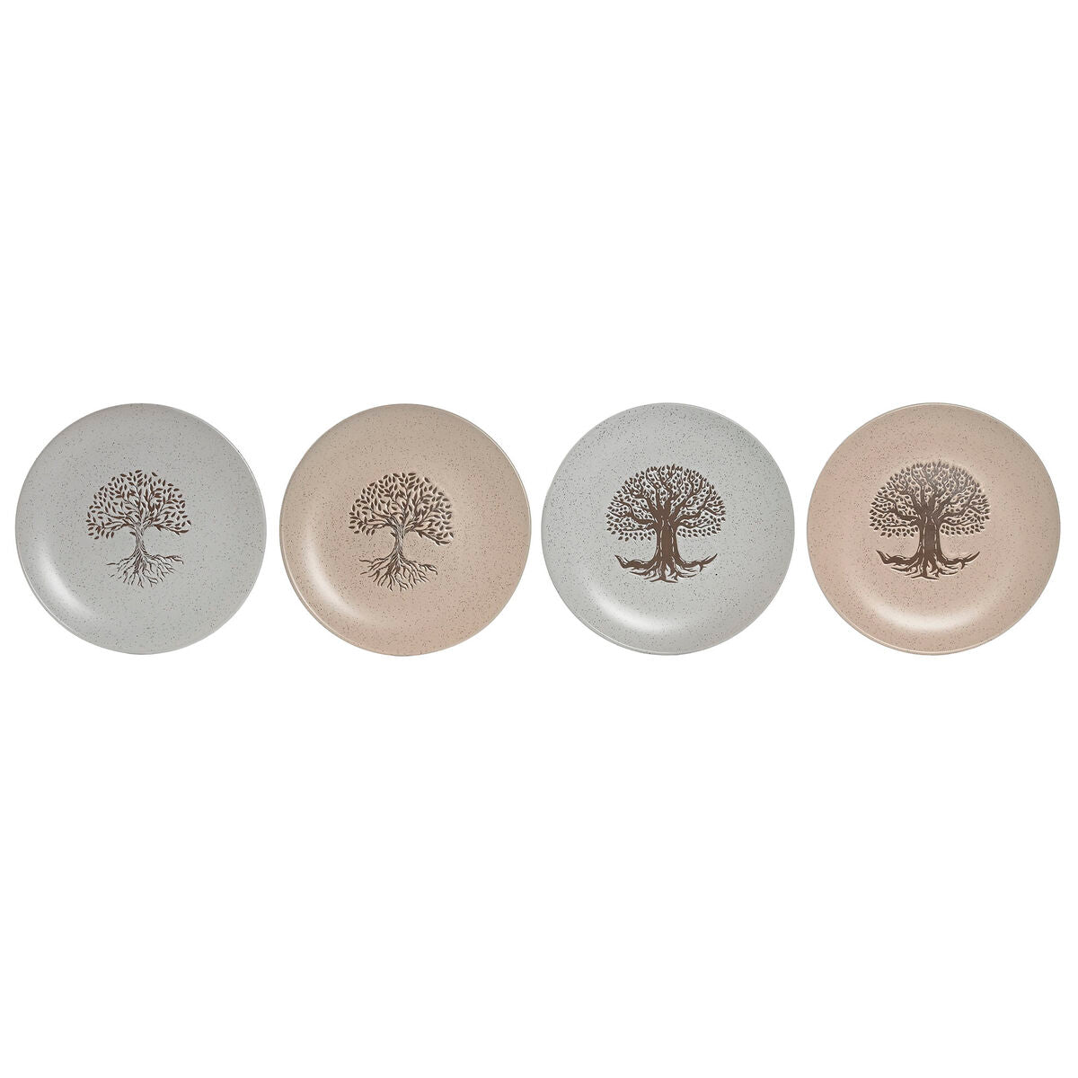 Flat Plate Home ESPRIT White Beige Stoneware Traditional 20 x 20 x 2,5 cm Home ESPRIT