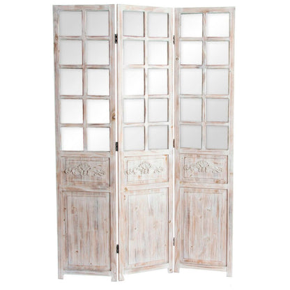 Folding screen Home ESPRIT White Fir Mirror 120 x 3 x 180 cm Home ESPRIT