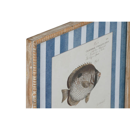 Painting Home ESPRIT Blue Fish 40 X 2,5 X 55 cm (4 Units) Home ESPRIT