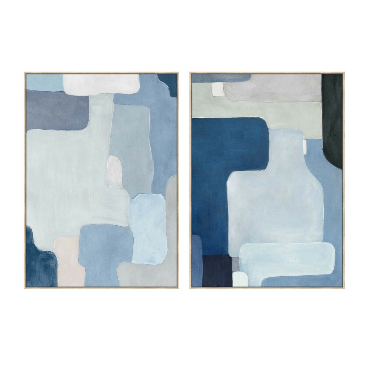 Painting Home ESPRIT Blue Abstract Urban 100 x 4 x 140 cm (2 Units) Home ESPRIT