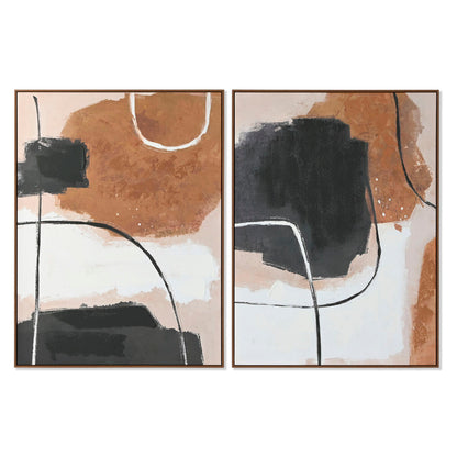 Painting Home ESPRIT White Brown Black Abstract Urban 90 x 4 x 120 cm (2 Units) Home ESPRIT