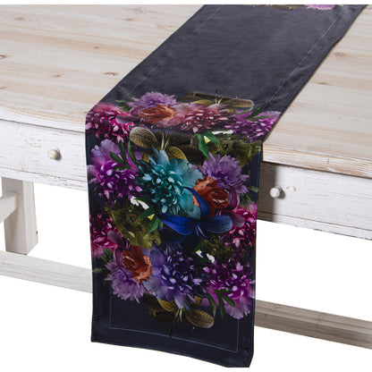 Table Runner Alexandra House Living Black Textile 180 x 30 cm Velvet Floral Alexandra House Living