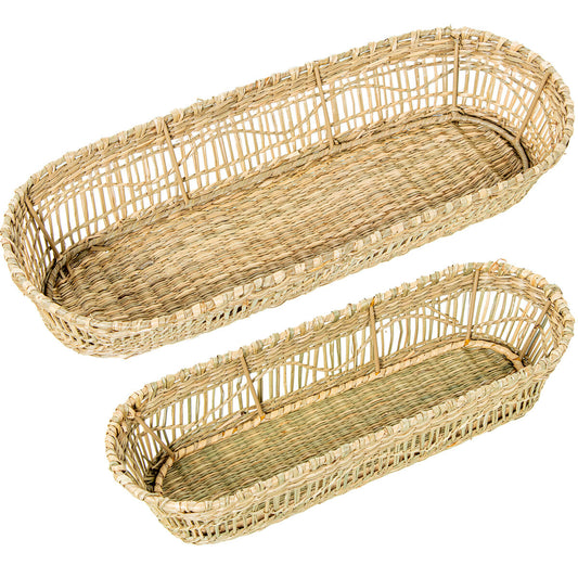 Set of trays Alexandra House Living Beige Seagrass 43 x 7 x 17 cm 36 x 16 x 6 cm 2 Pieces Alexandra House Living