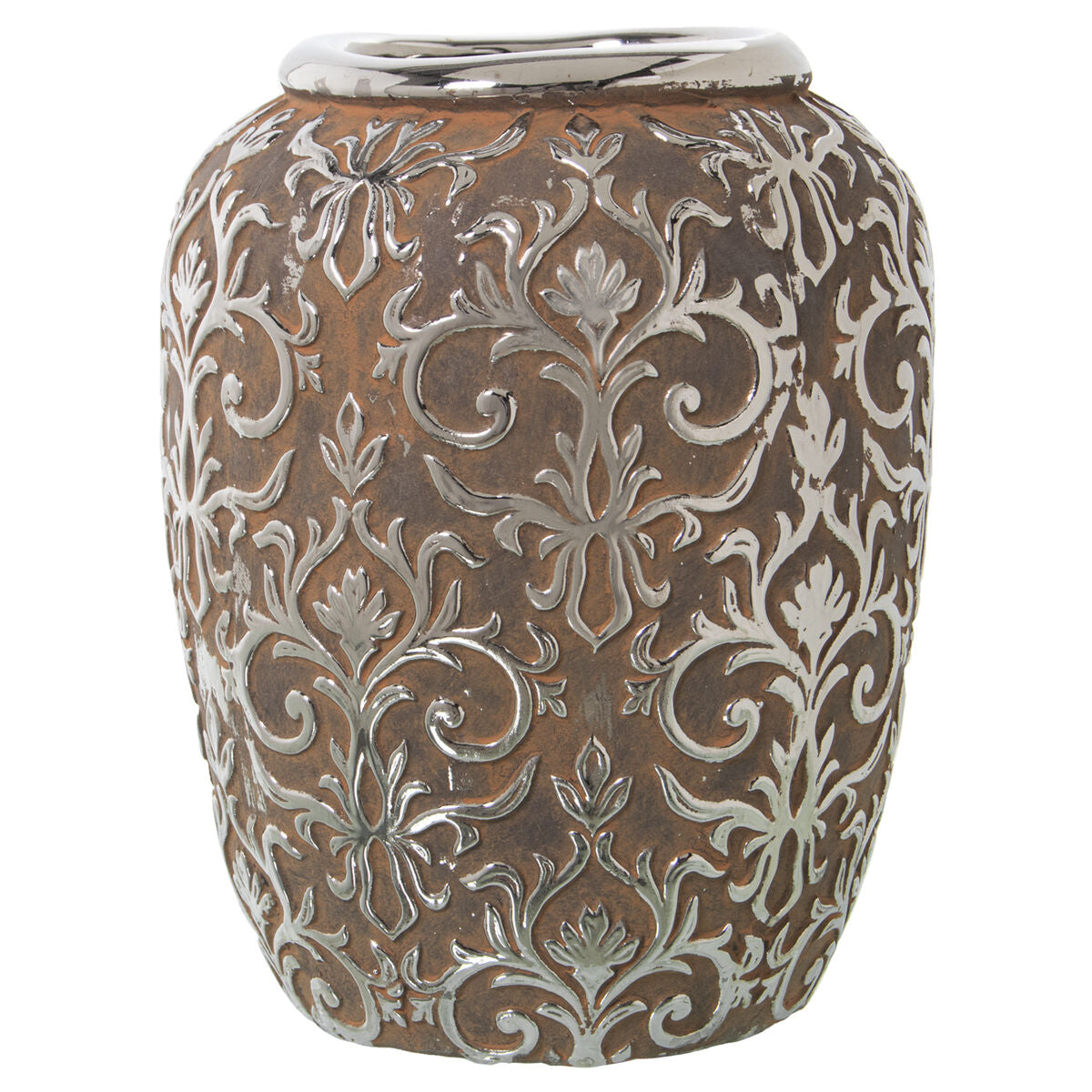 Vase Alexandra House Living Silver Ceramic Aged finish 27 x 27 x 36 cm Alexandra House Living