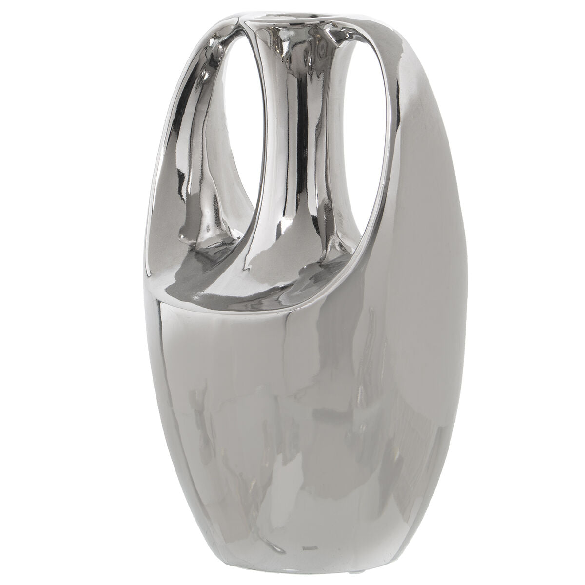 Vase Alexandra House Living Silver Ceramic 13 x 18 x 27 cm With handles Alexandra House Living