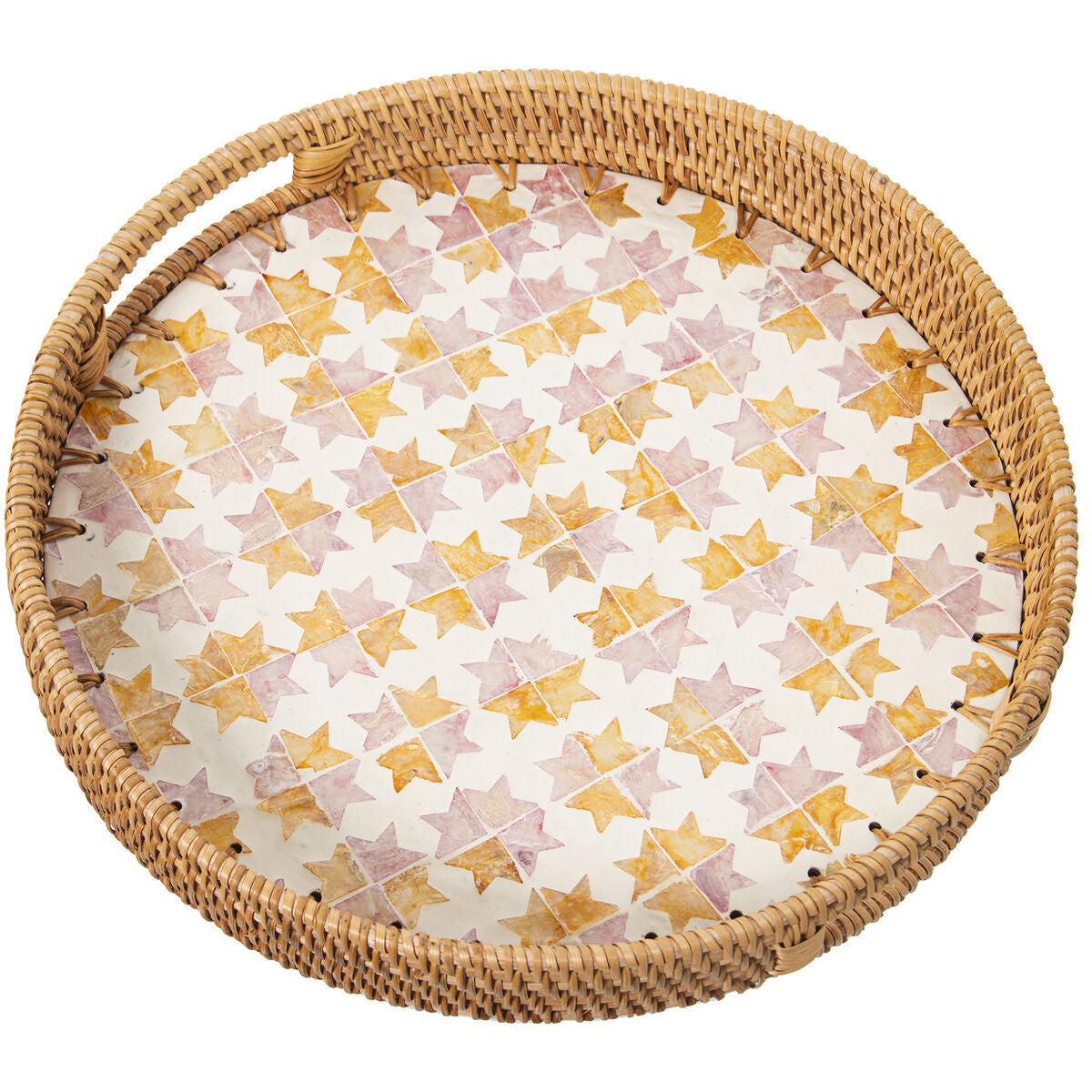 Tray Alexandra House Living Multicolour Rattan Mother of pearl Circular 33 x 35 x 33 cm Alexandra House Living