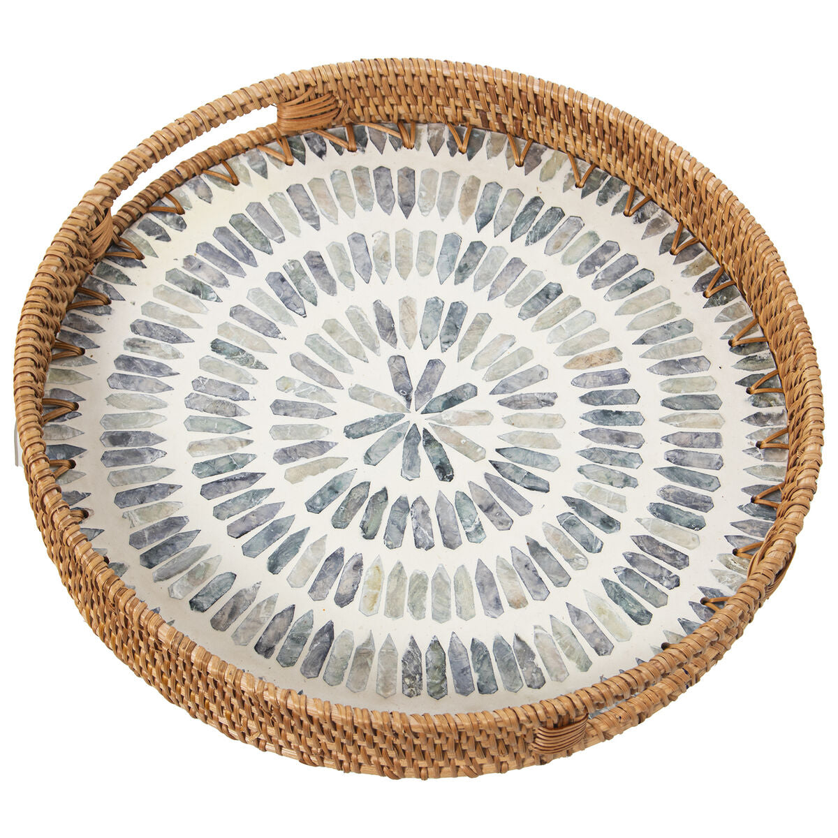 Tray Alexandra House Living Multicolour Rattan Mother of pearl Circular 33 x 35 x 33 cm Alexandra House Living