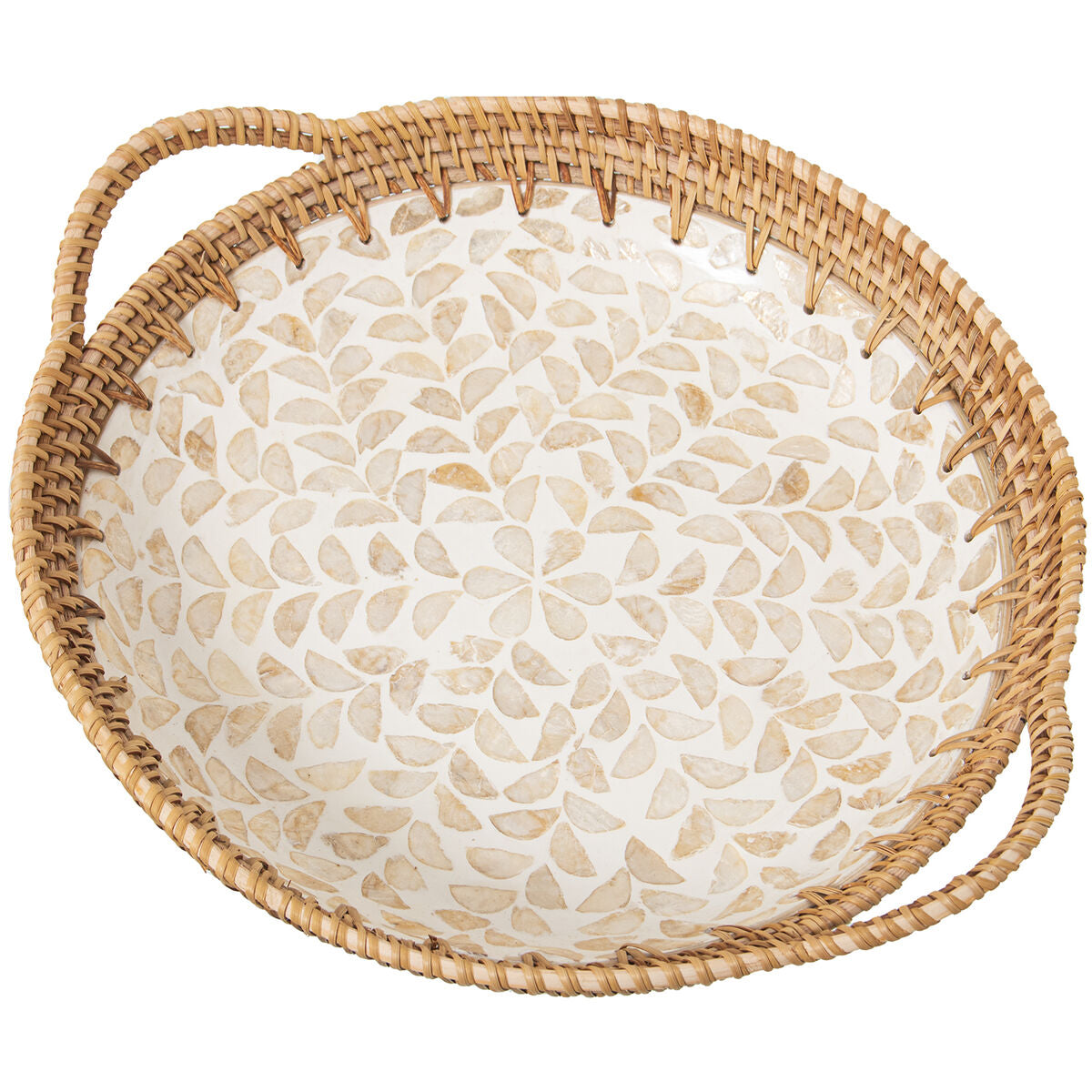 Tray Alexandra House Living Multicolour Rattan Mother of pearl Circular 40 x 5 x 33 cm Alexandra House Living