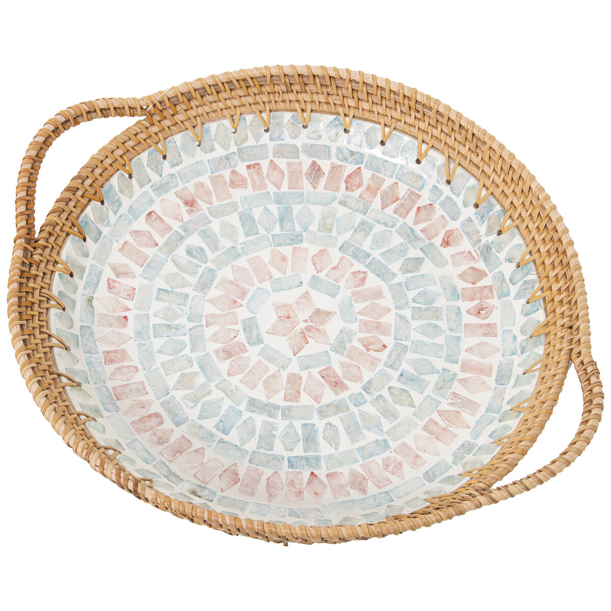 Tray Alexandra House Living Multicolour Rattan Mother of pearl Circular 40 x 5 x 33 cm Alexandra House Living