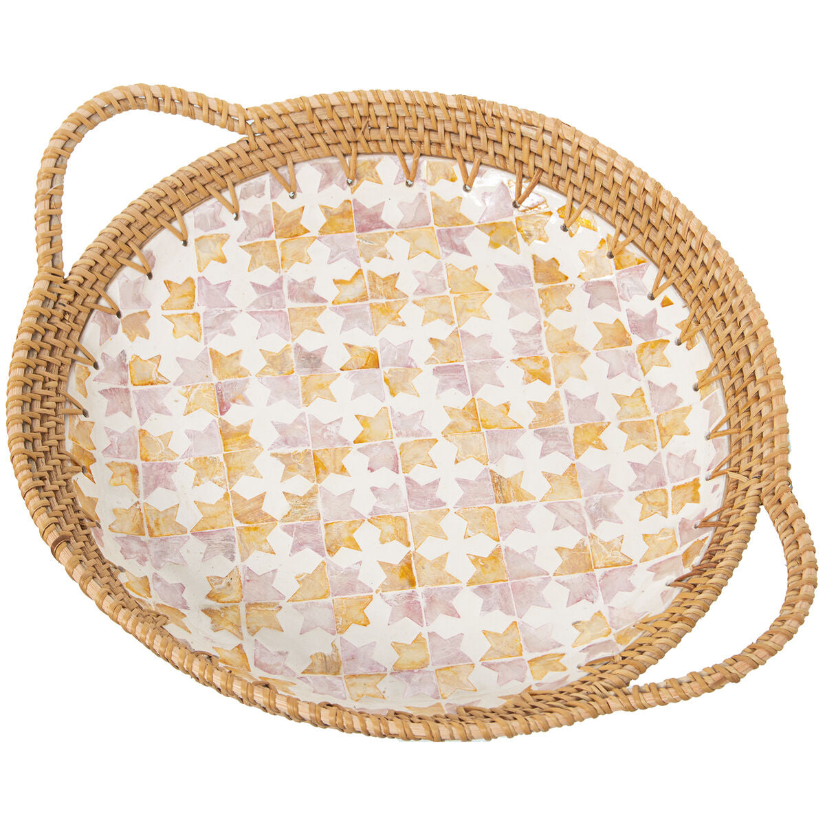 Tray Alexandra House Living Multicolour Rattan Mother of pearl Circular 40 x 5 x 33 cm Alexandra House Living