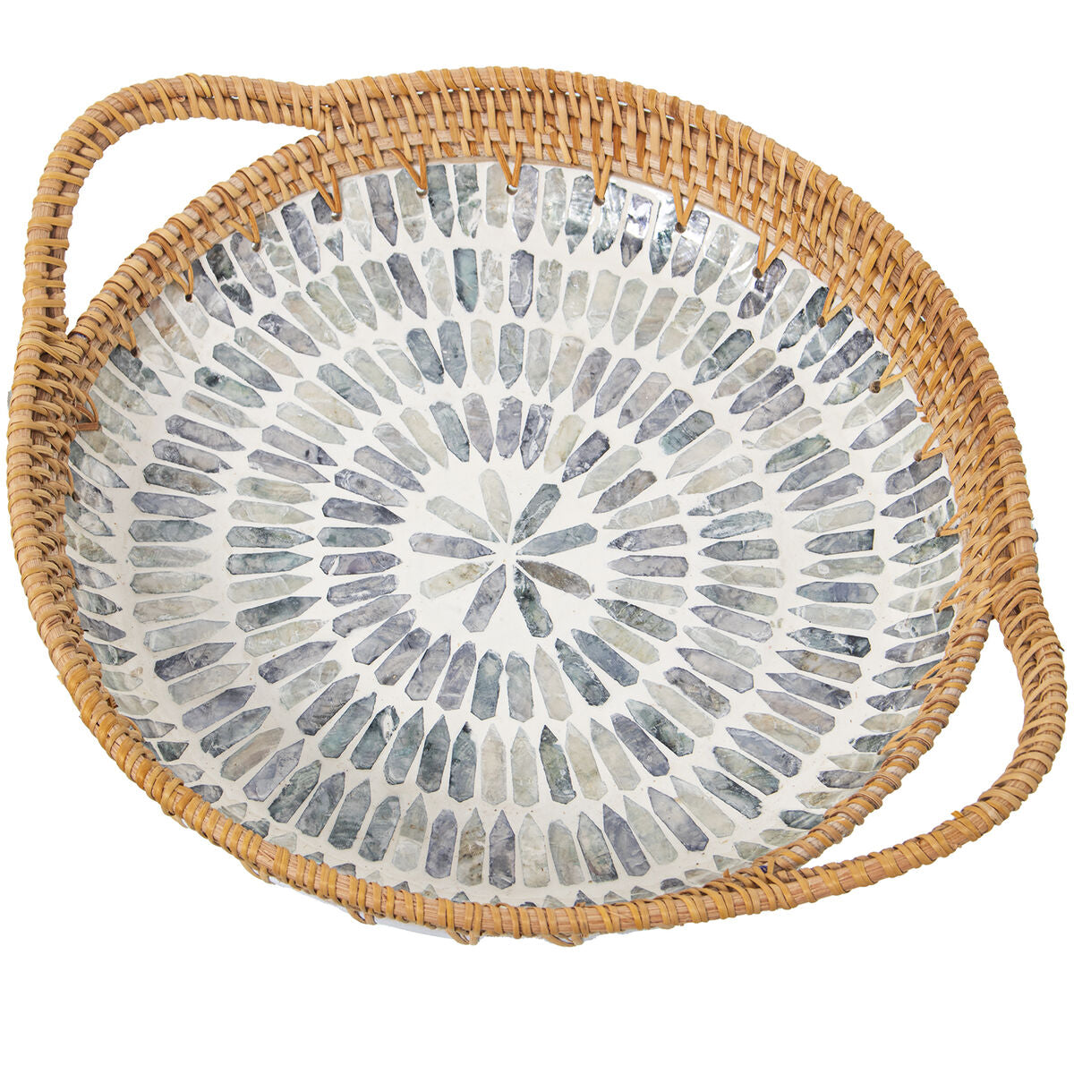 Tray Alexandra House Living Multicolour Rattan Mother of pearl Circular 40 x 5 x 33 cm Alexandra House Living