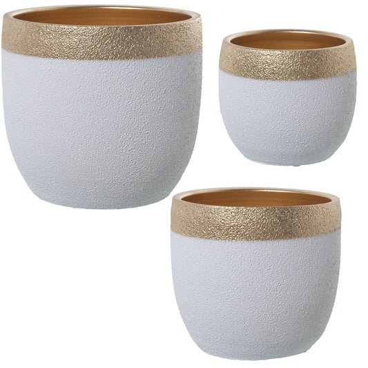 Set of Planters Alexandra House Living White Ceramic 3 Pieces Alexandra House Living