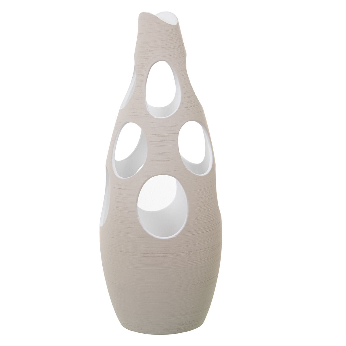 Floor vase Alexandra House Living Ecru Ceramic Stripes Circles 24 x 24 x 63 cm Alexandra House Living