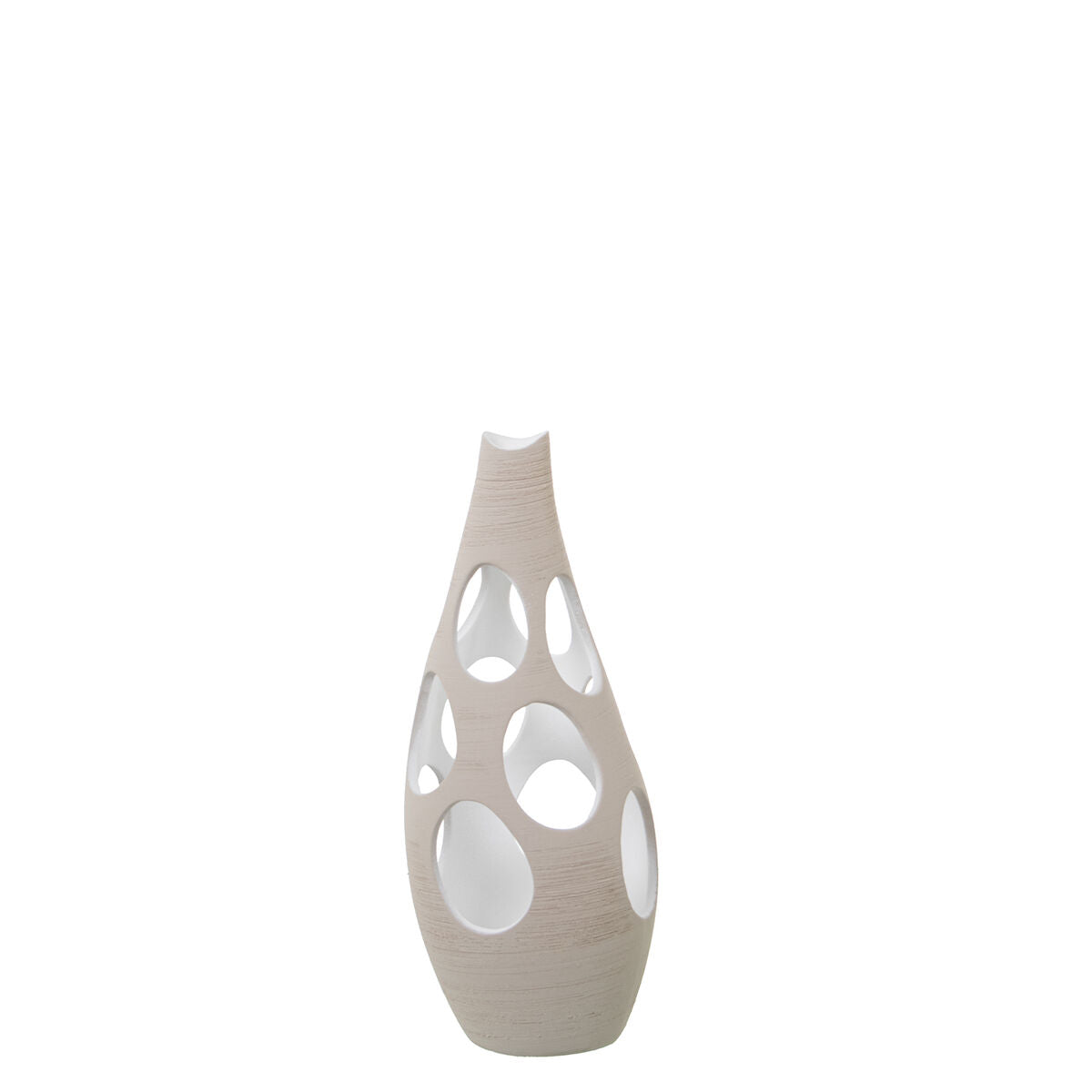 Vase Alexandra House Living Ecru Ceramic Stripes Circles 17 x 17 x 37 cm Alexandra House Living