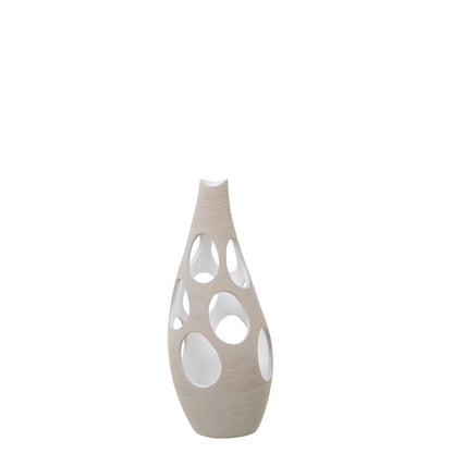 Vase Alexandra House Living Ecru Ceramic Stripes Circles 17 x 17 x 37 cm Alexandra House Living