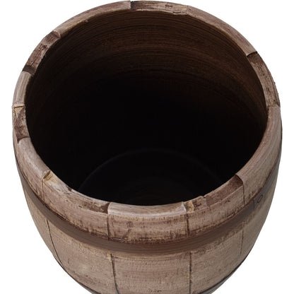 Set of Planters Alexandra House Living Brown Ceramic Barrel (3 Pieces) Alexandra House Living