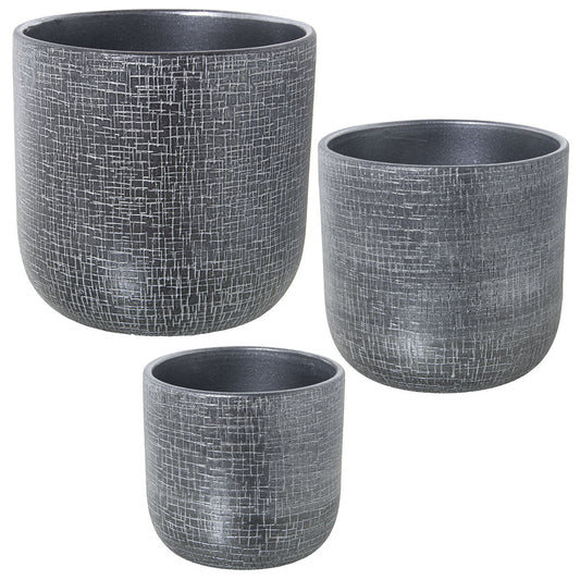 Set of Planters Alexandra House Living Silver Ceramic 3 Pieces Alexandra House Living