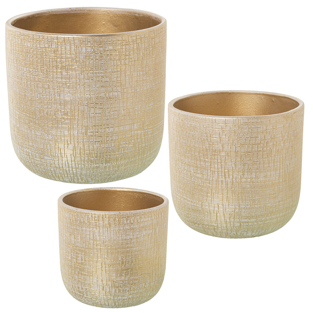 Set of Planters Alexandra House Living Gold Ceramic 3 Pieces Alexandra House Living