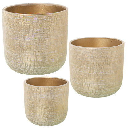 Set of Planters Alexandra House Living Gold Ceramic 3 Pieces Alexandra House Living