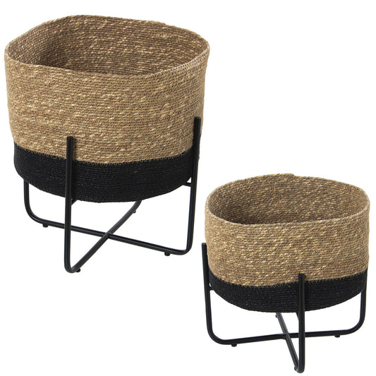 Set of Planters Alexandra House Living Metal wicker With support (2 Pieces) Alexandra House Living