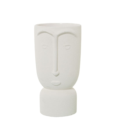 Vase Alexandra House Living Ecru Ceramic Face 13 x 13 x 25 cm Alexandra House Living