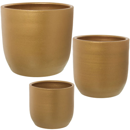 Set of Planters Alexandra House Living Brown Ceramic (3 Pieces) Alexandra House Living