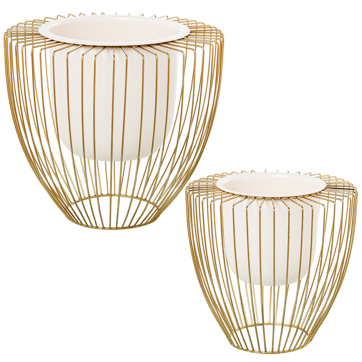 Set of Planters Alexandra House Living Gold Metal 2 Pieces Alexandra House Living