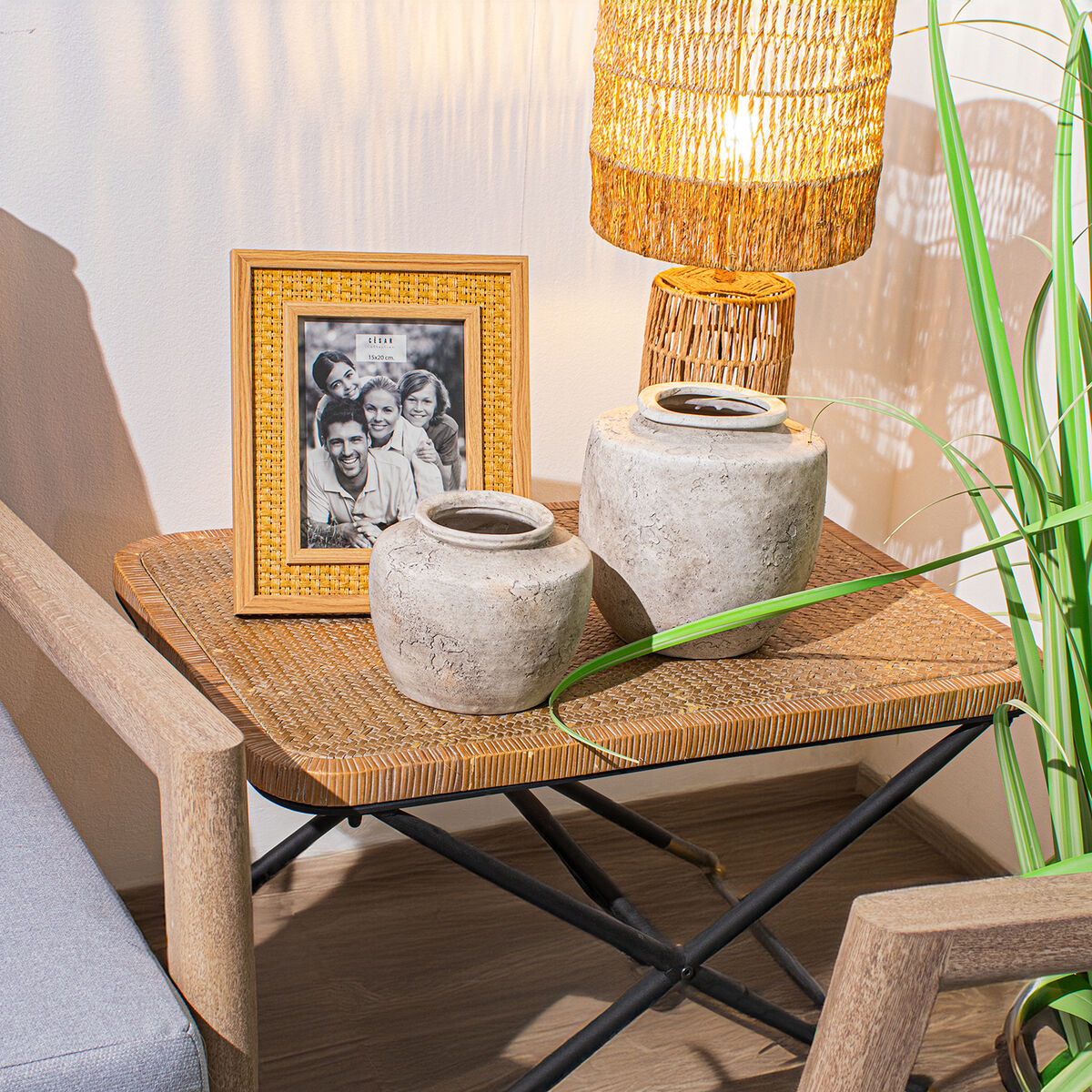 Desk lamp Alexandra House Living Brown Rattan Natural Fibre 40 W 25 x 210 x 60 cm Alexandra House Living