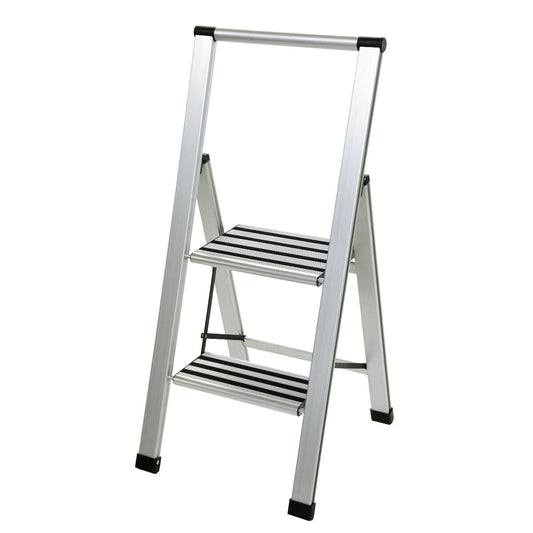 2-step folding ladder Alexandra House Living Grey Aluminium 44 x 94 x 51 cm Alexandra House Living