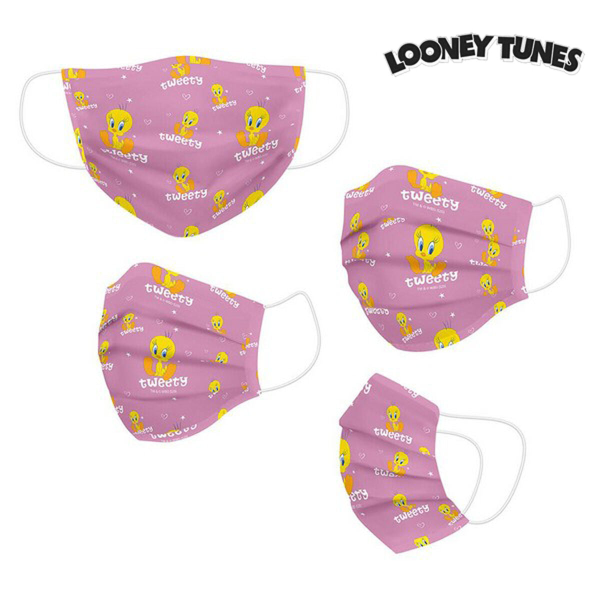 Hygienic Reusable Fabric Mask Looney Tunes Children's Pink Looney Tunes