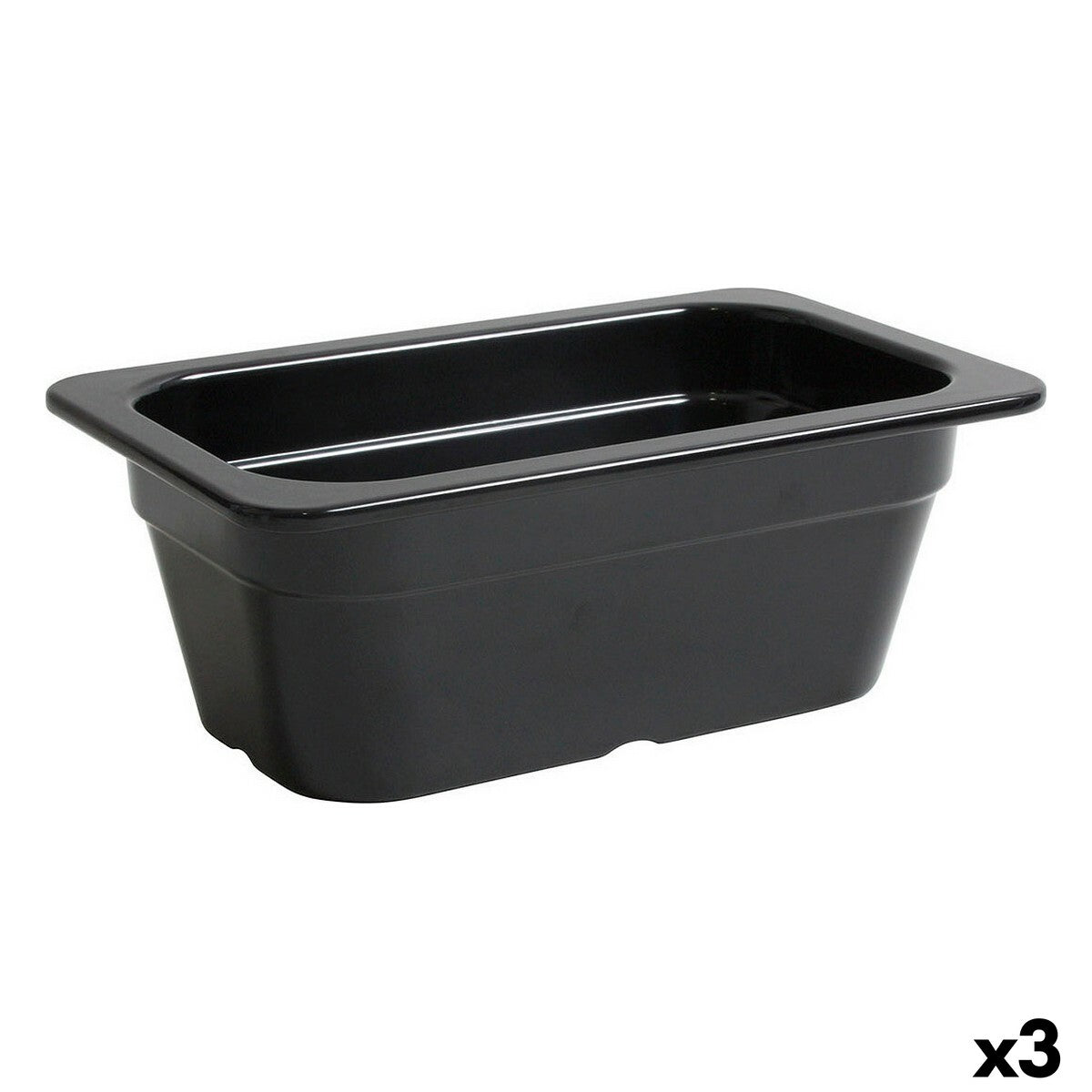 Serving Platter Inde Black 26,5 x 16,2 x 10 cm (3 Units) Inde