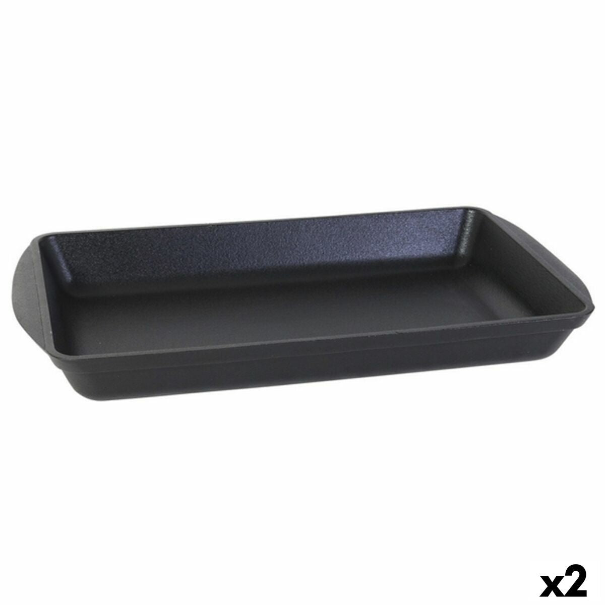 Serving Platter Inde Cast Iron Black 50 x 30 x 6,5 cm (2 Units) Inde