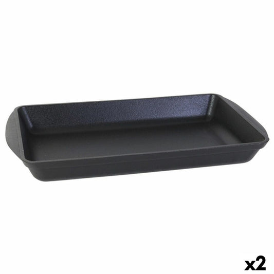 Serving Platter Inde Cast Iron Black 50 x 30 x 6,5 cm (2 Units) Inde