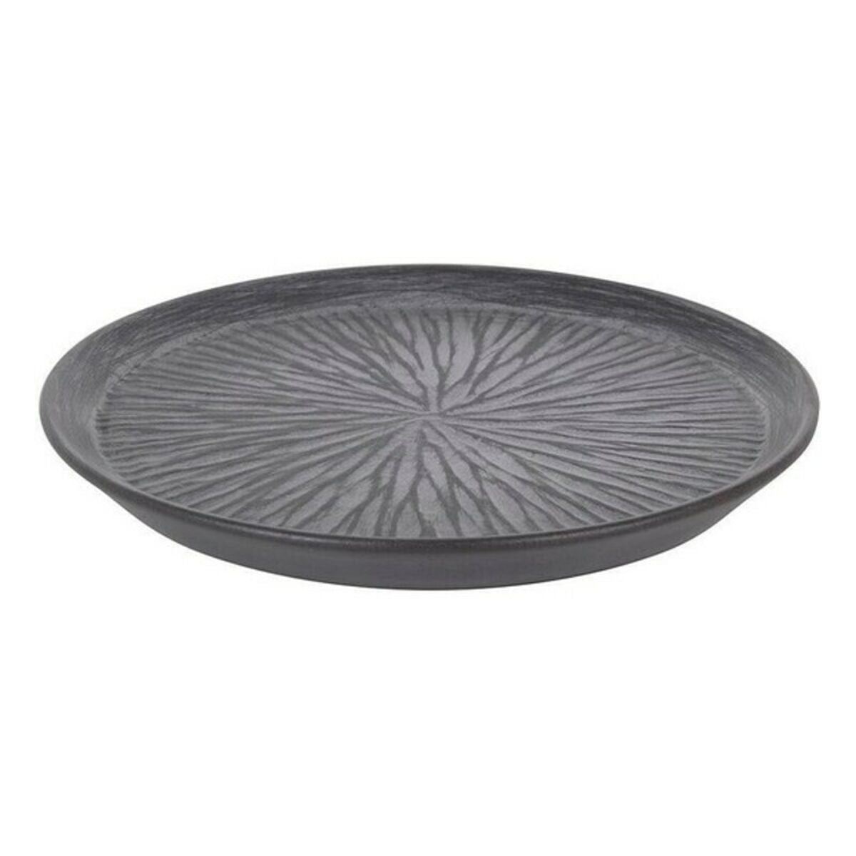 Flat plate Stoneware Lotus Porcelain Black (ø 23 x 2,5 cm) Inde