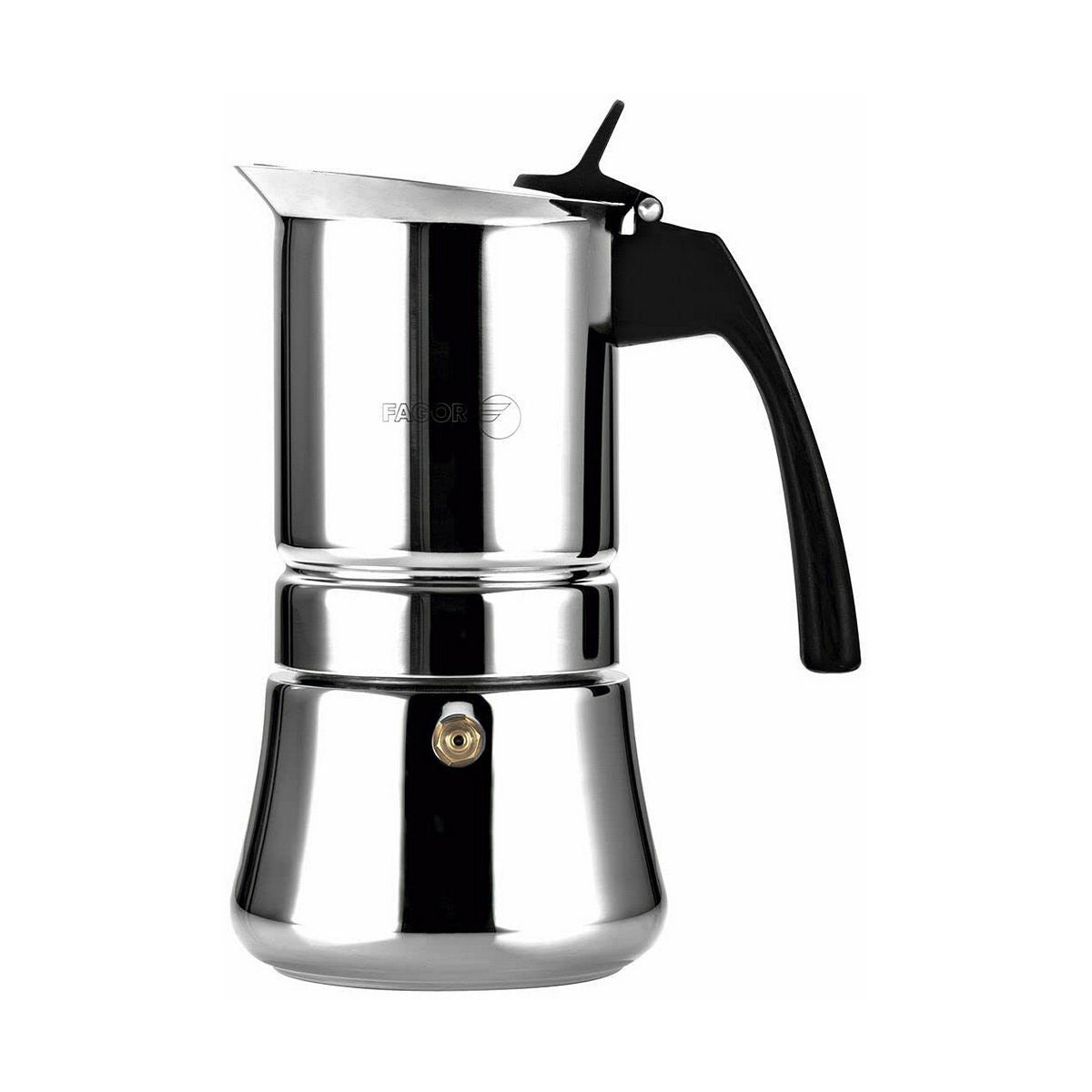 Italian Coffee Pot Fagor Stainless steel 18/10 10 Cups Black Fagor