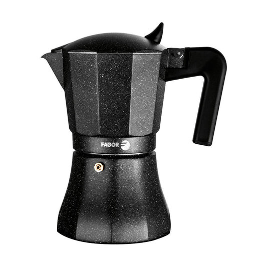 Italian Coffee Pot Fagor Tiramisu Black Aluminium 3 Cups Fagor