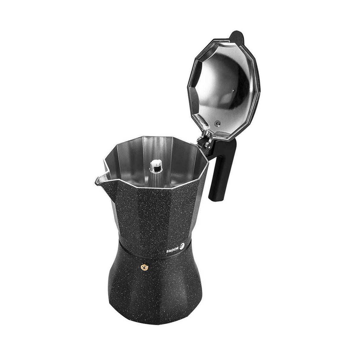 Italian Coffee Pot Fagor Tiramisu Black Aluminium 6 Cups Fagor