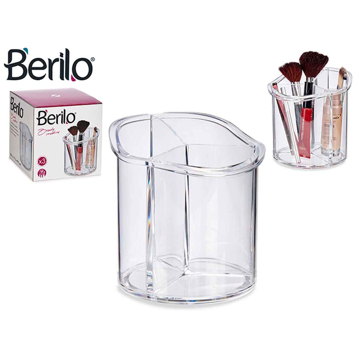 Make-up organizer 15 x 15 x 15,5 cm Transparent Berilo