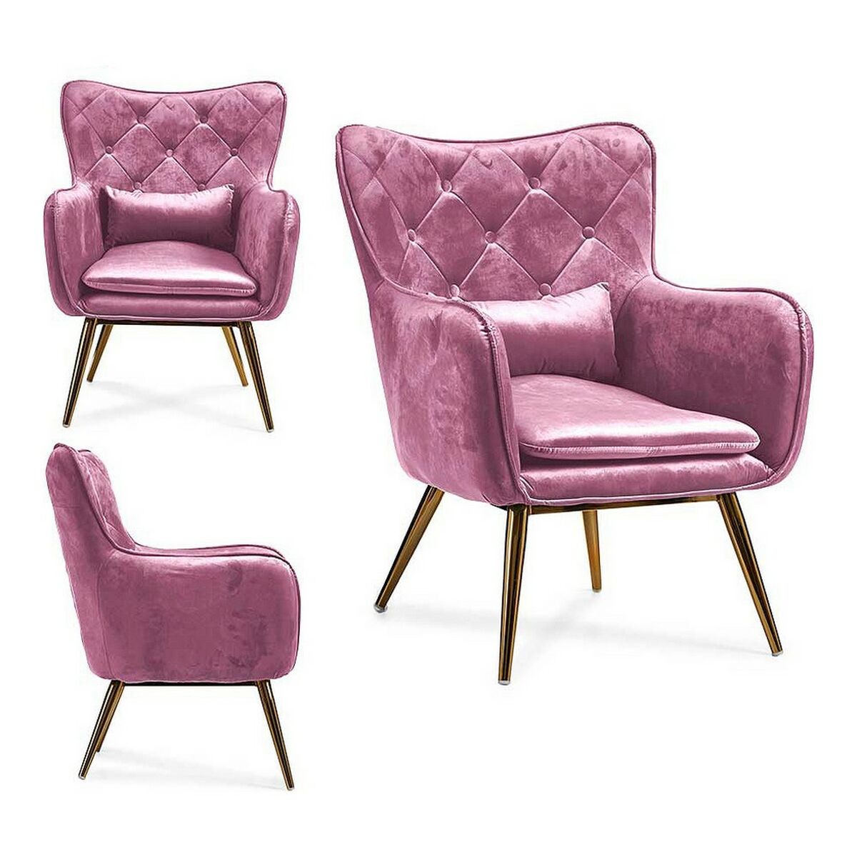 Armchair Pink Velvet (68 x 92 x 70 cm) Gift Decor