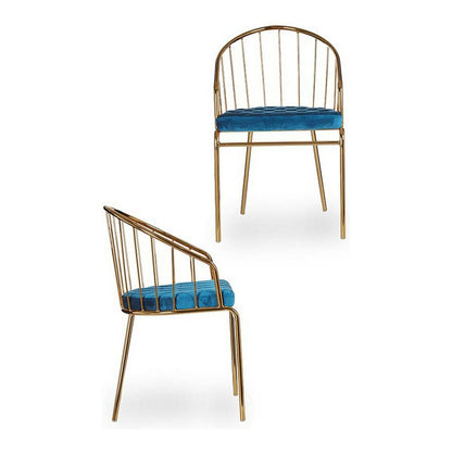 Chair Golden Blue Bars 51 x 81 x 52 cm Gift Decor